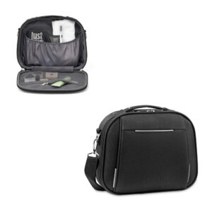 Mala de cosméticos em 600D e EVA com fecho duplo AMD92125